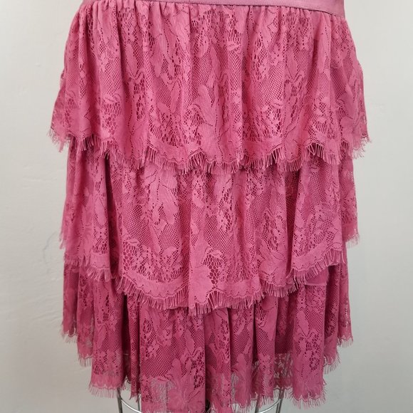 Fossil Women's Size Medium Purple Plum Romantic Tiered Eyelash Lace Skirt - Picture 2 of 7
